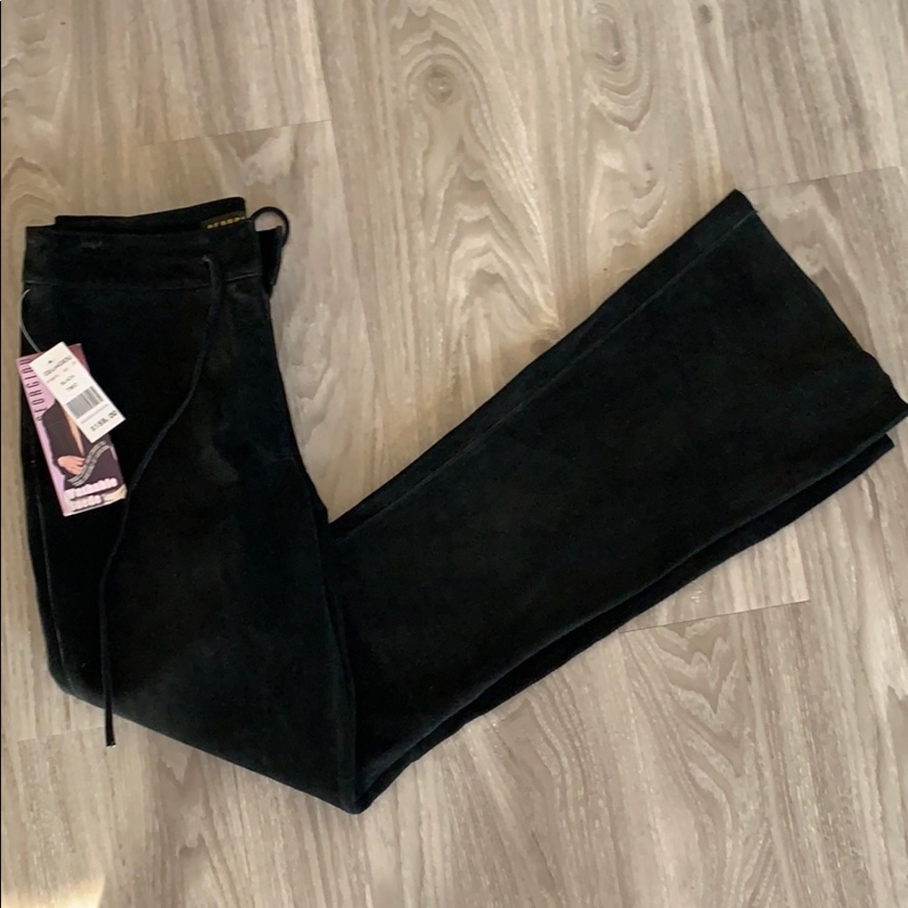 Black Suede/Leather Pants